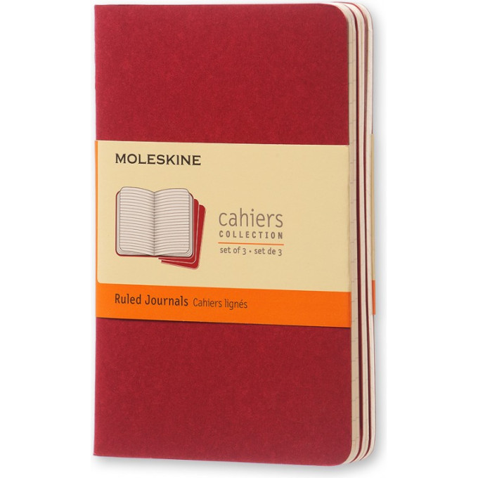 Набор блокнотов MOLESKINE Cahier Journal Pocket, линейка, клюквенный CH111